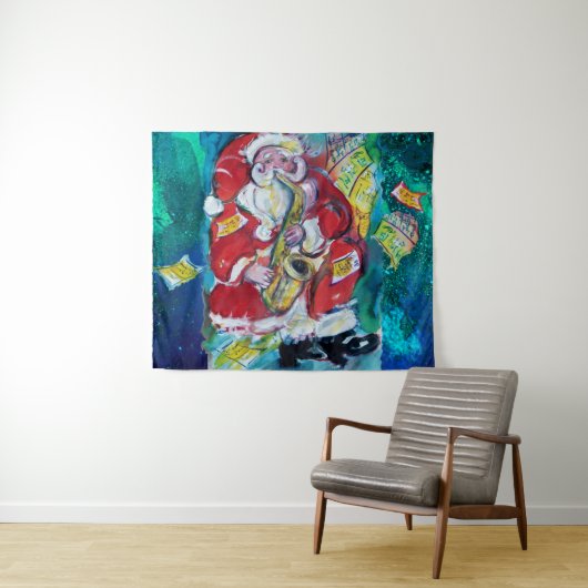 SANTA SPIELSAX, MUSIKALISCHES CHRISTMAS-PARTY WANDTEPPICH (Beispiel (Horizontal))