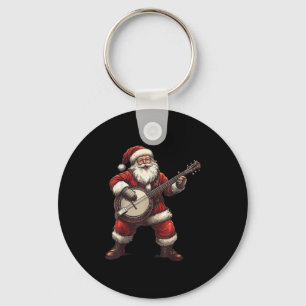 Santa spielt Banjo Lustiger Banjo-Spieler Bluegr C Schlüsselanhänger