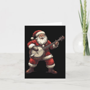 Santa spielt Banjo Lustiger Banjo-Spieler Bluegr W Karte