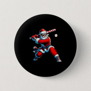 Santa spielt Baseball Männer Jungen Weihnachten Ba Button