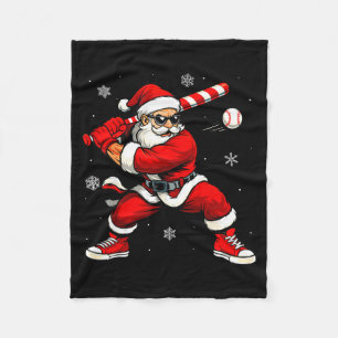 Santa spielt Baseball Xmas lustige Weihnachten Bas Fleecedecke