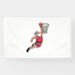 Santa spielt Basketball Weihnachten Sportliebhaber Banner