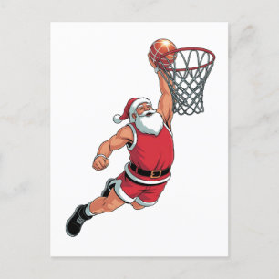 Santa spielt Basketball Weihnachten Sportliebhaber Einladungspostkarte