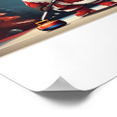 Santa spielt Curling Rock Poster (Ecke)