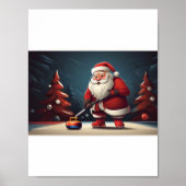 Santa spielt Curling Rock Poster (Vorne)