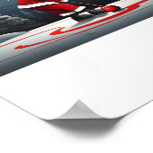 Santa spielt Curling Rock Poster (Ecke)