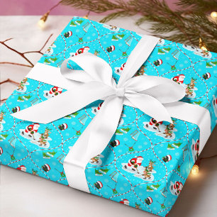 Santa spielt Eishockey Weihnachtsmuster Geschenkpapier