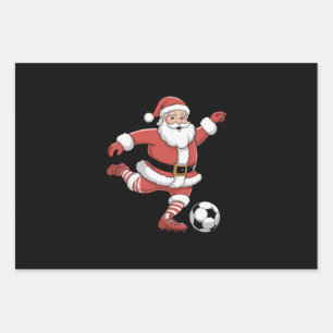 Santa spielt Fußball Weihnachten Sport Geschenkpapier Set