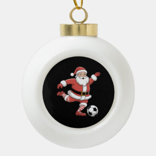 Santa spielt Fußball Weihnachten Sport Keramik Kugel-Ornament