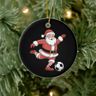 Santa spielt Fußball Weihnachten Sport Keramik Ornament