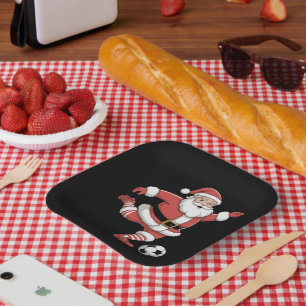 Santa spielt Fußball Weihnachten Sport Pappteller