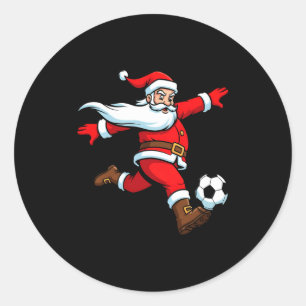 Santa spielt Fußball Weihnachts-Shirts Frauen Männ Runder Aufkleber