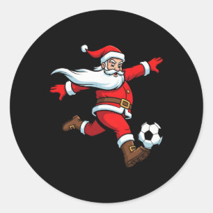 Santa spielt Fußball Weihnachts Sport Frauen Männe Runder Aufkleber