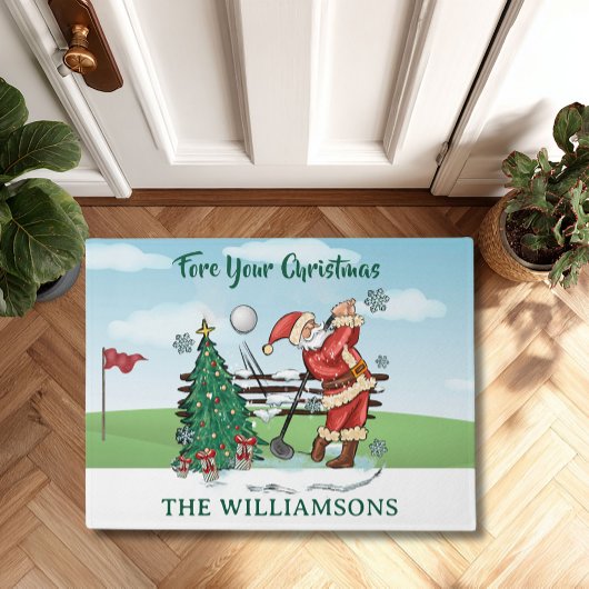 SANTA SPIELT GOLF FÜR IHRE CHRISTMAS FUßMATTE