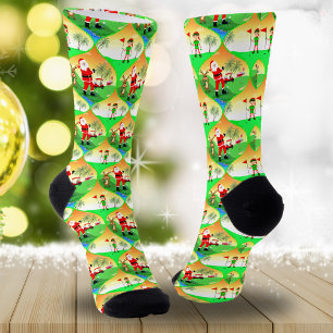Santa spielt Golf in Florida Weihnachten Ogee Socken