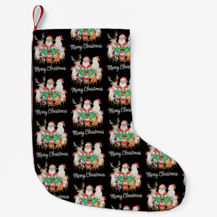 Santa spielt Poker Eisbär Pinguin Renntier Kleiner Weihnachtsstrumpf