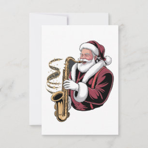 Santa spielt Saxophon Weihnachtsmusiker Saxophonis Dankeskarte