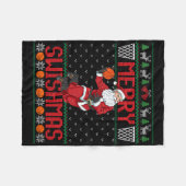 Santa spielt Sketll hässlicher Weihnachtspullover Fleecedecke (Vorderseite (Horizontal))