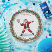 Santa spielt Tennis Frohe Weihnachten Thema Pappteller (Party)