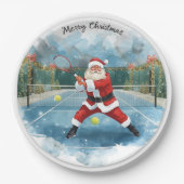 Santa spielt Tennis Frohe Weihnachten Thema Pappteller