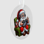 Santa spielt Videospiele Ornament (Vorderseite)