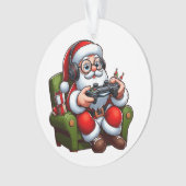 Santa spielt Videospiele Ornament (Vorderseite)