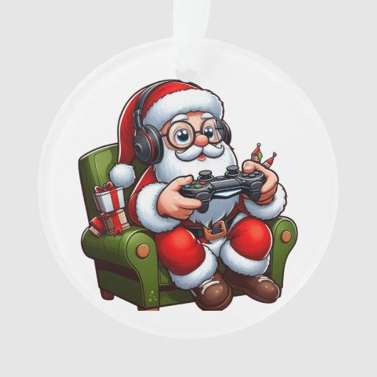 Santa spielt Videospiele Ornament (Vorderseite)