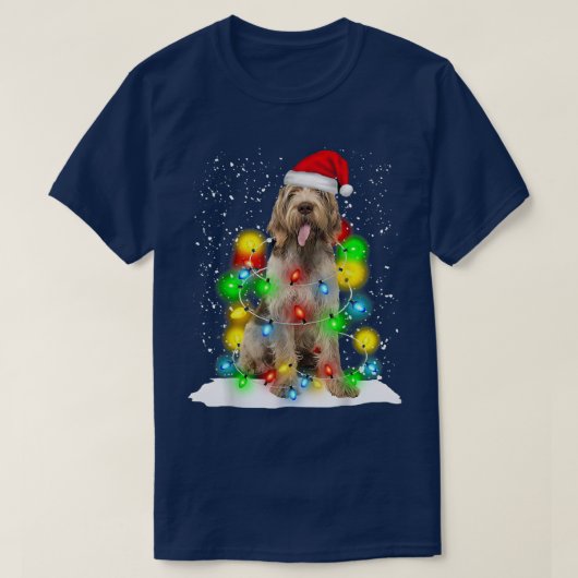 Santa Spinone Italiano Weihnachtslicht Pajama Dog T-Shirt (Design vorne)