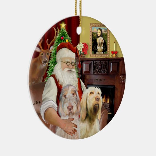 Santa - Spinone Italiano (ZWEI) Keramikornament (Rechts)