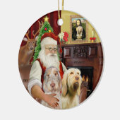 Santa - Spinone Italiano (ZWEI) Keramikornament (Links)