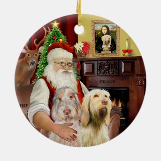 Santa - Spinone Italiano (ZWEI) Keramikornament (Hinten)