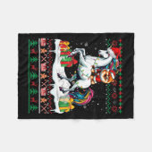 Santa Spitz Riding Unicorn Weihnachtskraut Fleecedecke (Vorderseite (Horizontal))