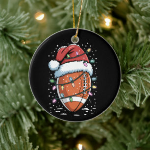 Santa Sport Weihnachten American Football Spieler  Keramik Ornament