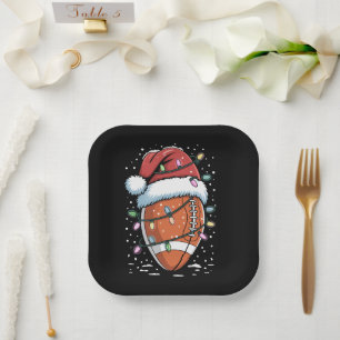 Santa Sport Weihnachten American Football Spieler  Pappteller