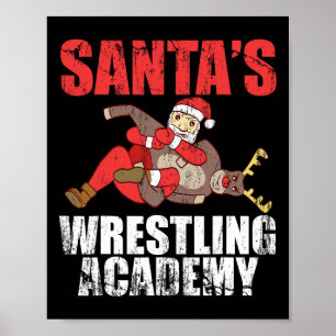 Santa Sport Wrestling Ring Kampf Würgen Tippen Des Poster