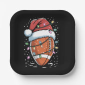 Santa Sports Christmas American Football Player Pappteller (Vorderseite)