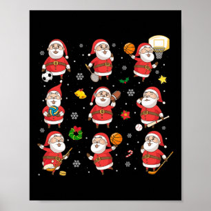 Santa Sports Design for Men Boy Xmas Ball Sp Poster