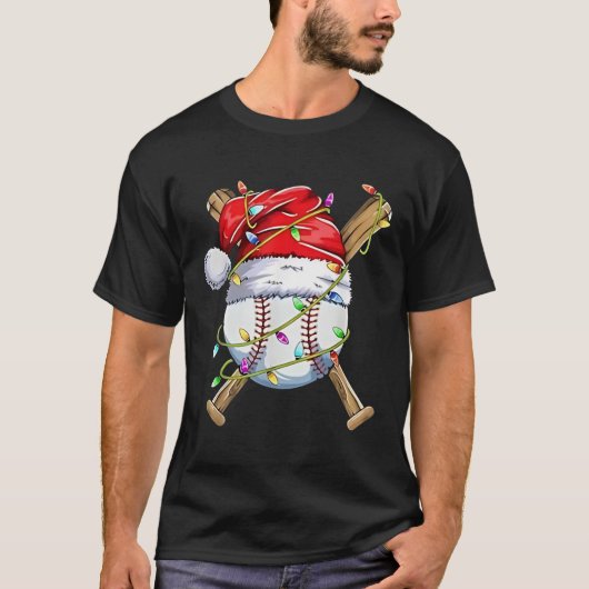 Santa Sports Design for Men Boys Weihnachtsbasebal T-Shirt (Vorderseite)