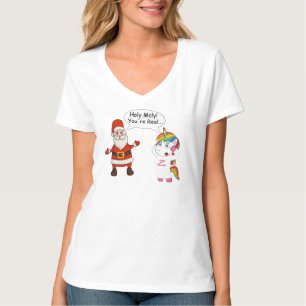 Santa spricht mit Einhorn-Shirt - Lustiges Weihnac T-Shirt