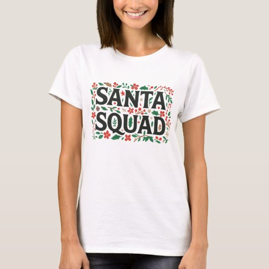 Santa Squad Botanical Print | Floral Christmas T-Shirt (Vorderseite)