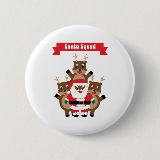 Santa Squad Funny Reindeer Black Santa Claus Button (Vorderseite)