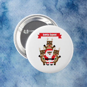 Santa Squad Funny Reindeer Black Santa Claus Button