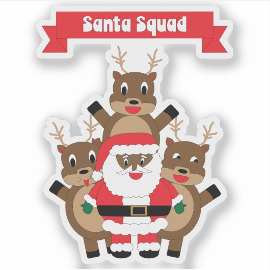 Santa Squad Weihnachtsbaum Rentier Black Santa Cla Aufkleber (Vorderseite)
