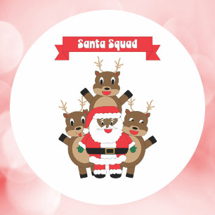 Santa Squad Weihnachtsbaum Rentier Black Santa Cla Runder Aufkleber