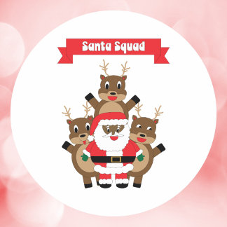 Santa Squad Weihnachtsbaum Rentier Black Santa Cla Runder Aufkleber