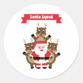 Santa Squad Weihnachtsredeer-Spaß Runder Aufkleber (Vorderseite)