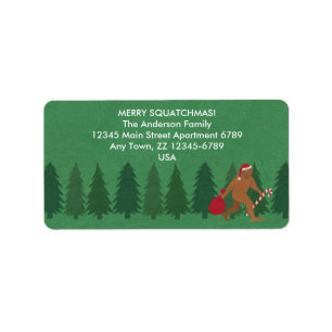 Santa Squatch Christmas Bigfoot Sasquatch Funny Adressaufkleber