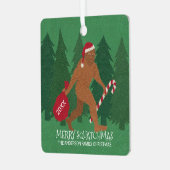 Santa Squatch Funny Christmas Doppelseitig Niedlic Ornament Aus Metall (Vorderseite links)