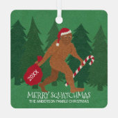 Santa Squatch Funny Christmas Doppelseitig Niedlic Ornament Aus Metall (Rückseite)