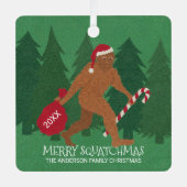 Santa Squatch Funny Christmas Doppelseitig Niedlic Ornament Aus Metall (Vorderseite)